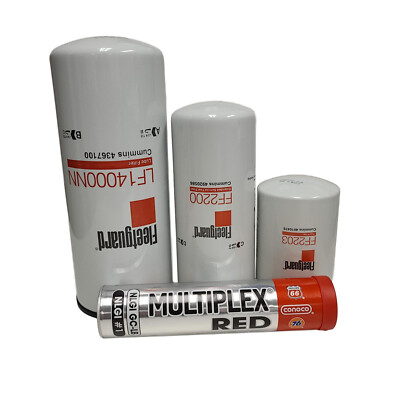 CUMMINS ISX15 OIL CHANGE KIT LF14000, FF2200, FF2203 FREE TUBE RED GREASE