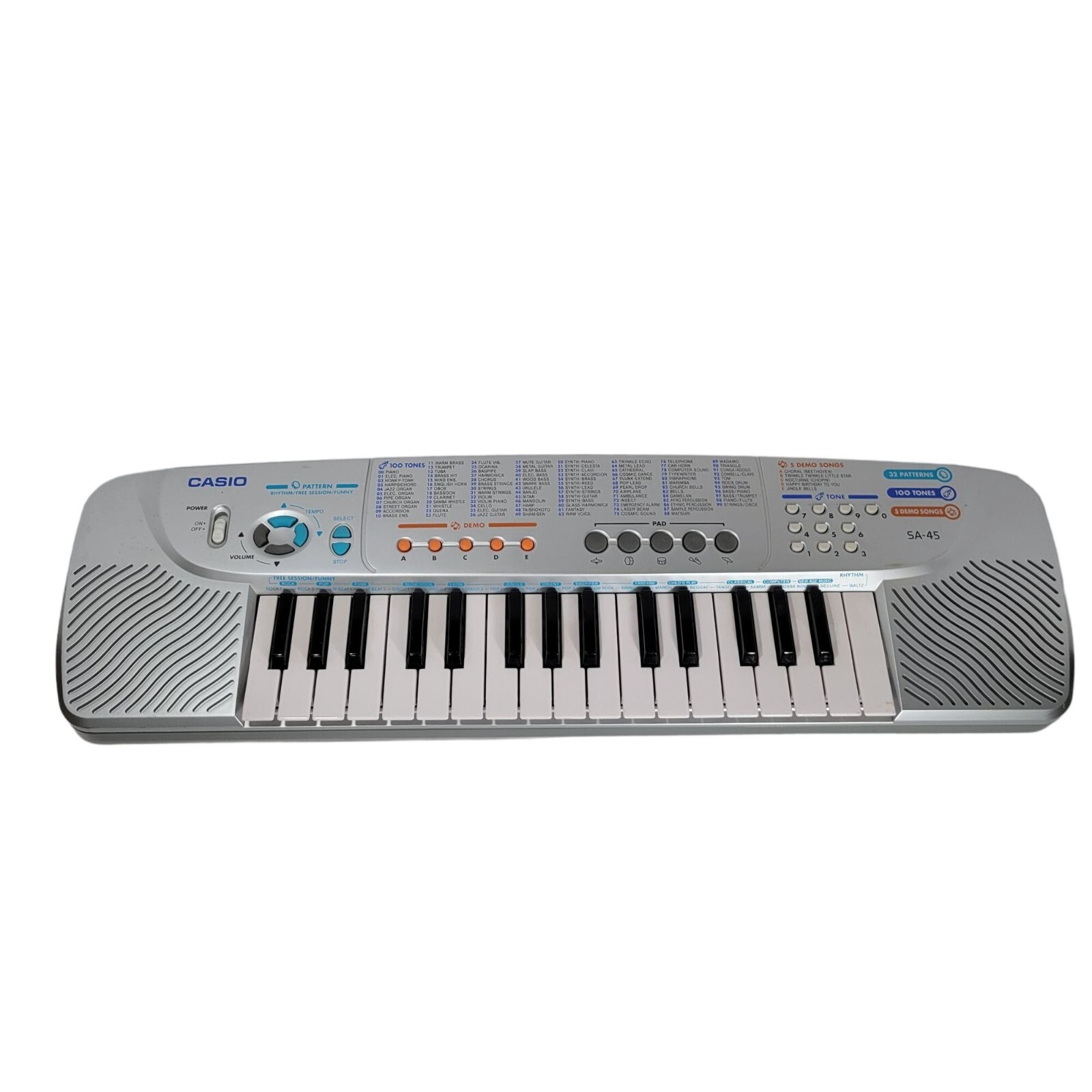 CASIO SA-45 シルバー キーボード Casio computer keyboard synthesizer CASIO SA-45 TESTED NO