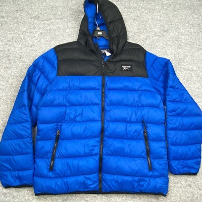 Reebok jacket men s XL puffer lightweight hood zip pocket casual insulated retro