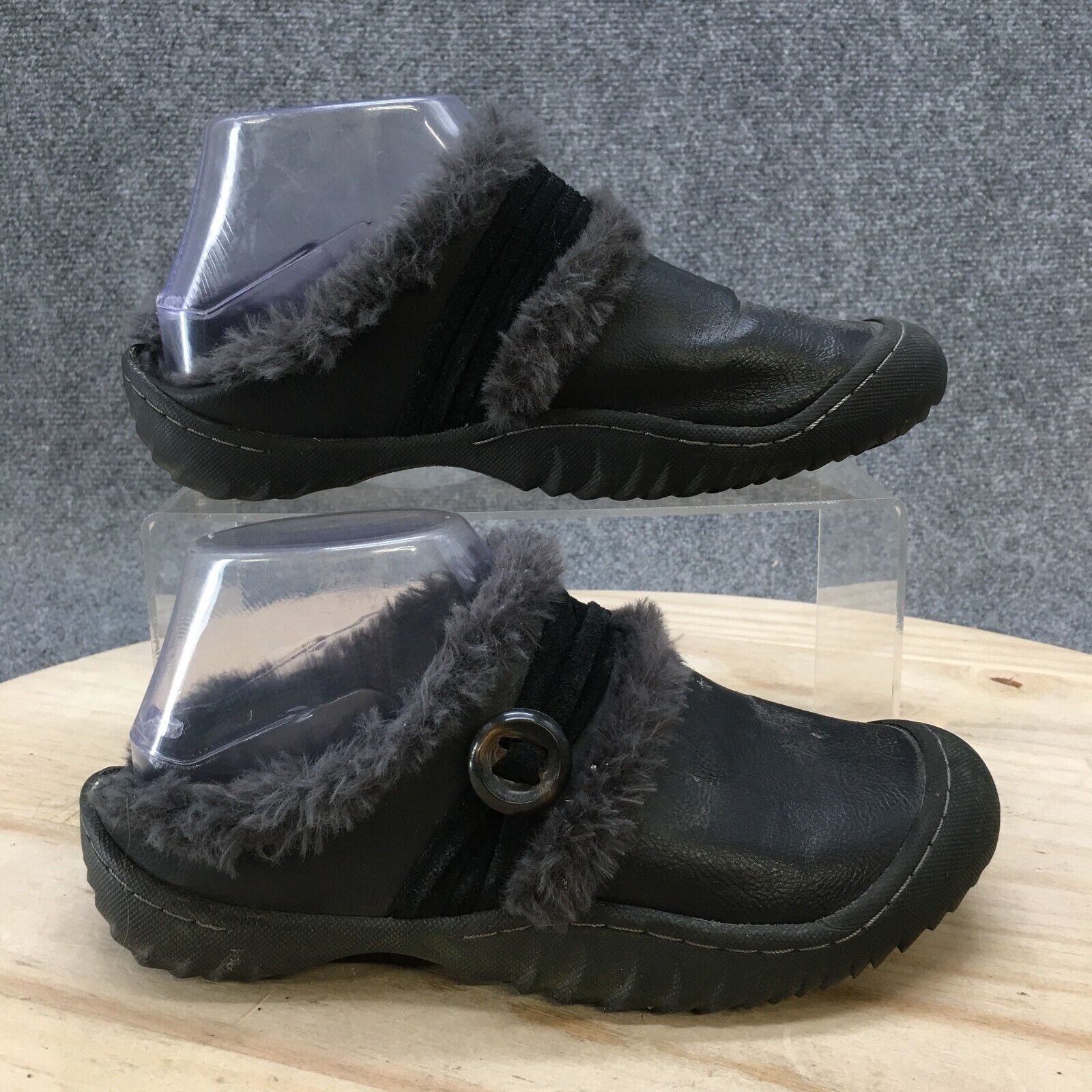 JSport By Jambu Shoes Womens 6 M Holiday Clog Black Leather Faux Fur Closed Toe JSport By Jambu Shoes Womens 6 M Holiday Clog Black Leather Faux Fur Closed Toe