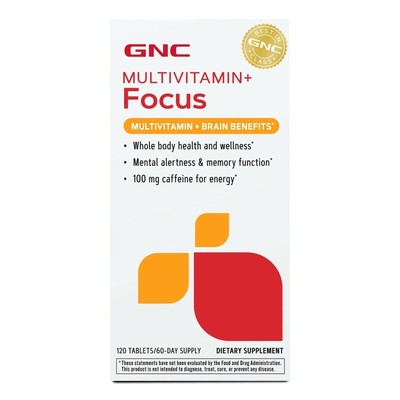 GNC MULTIVITAMIN + FOCUS 120 Tablets Complete Multivitamin and Multimineral 9/24