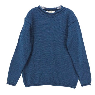 ARAN SWEATER MARKET Men's Rollneck Pullover 100% Merino Wool Blue Purple XL