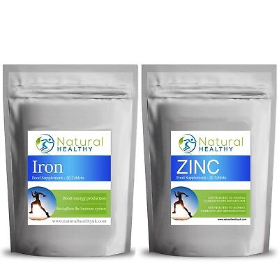 IRON + ZINC TABLETS - HEALTHY LIVING SPORT SUPPLEMENT - ENERGY PRODUCTION PILLS