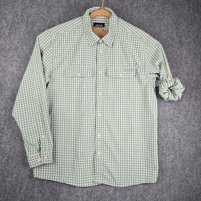 Orvis Green River Guide Shirt Men Large Gingham Check Fishing Angler Performance