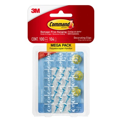 Command Clear Decorating Clips Megapack, 100 Clear Decorating Light Clips