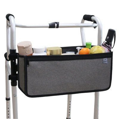Walker Basket, Walker Bag Water Cup Holder, Foldable Walker Attachment Hands-...
