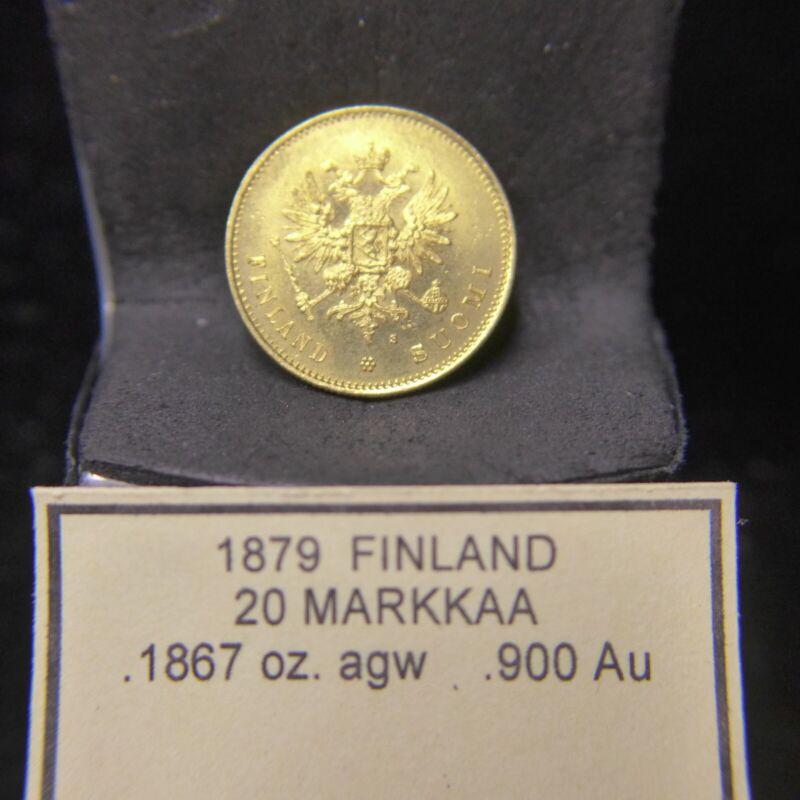 1879 S GOLD FINLAND 20 MARKKAA - NICE BU  .1867 AGW