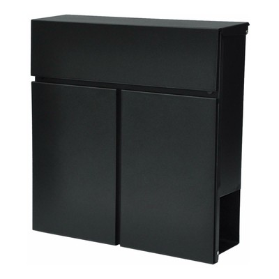 grau mit Zeitungsfach flach Moderner Briefkasten 333SD-ADE Edelstahl anthrazit