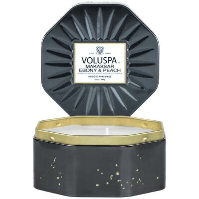 VOLUSPA / 3 WICK TIN CANDLE /MAKASSAR EBONY & PEACH