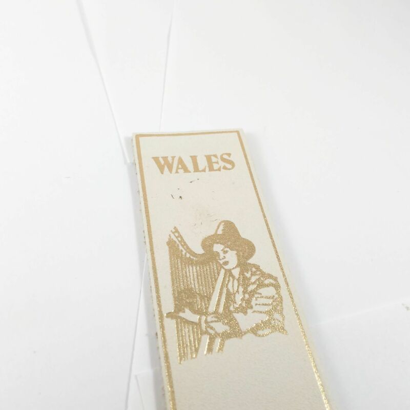Wales Cymru Cream Golden Leather Bookmark