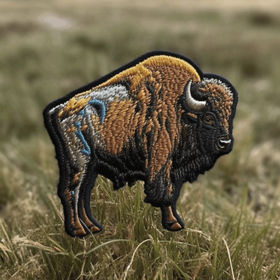 American Bison Applique Patch - Buffalo Animal Badge 3'' (Iron on)