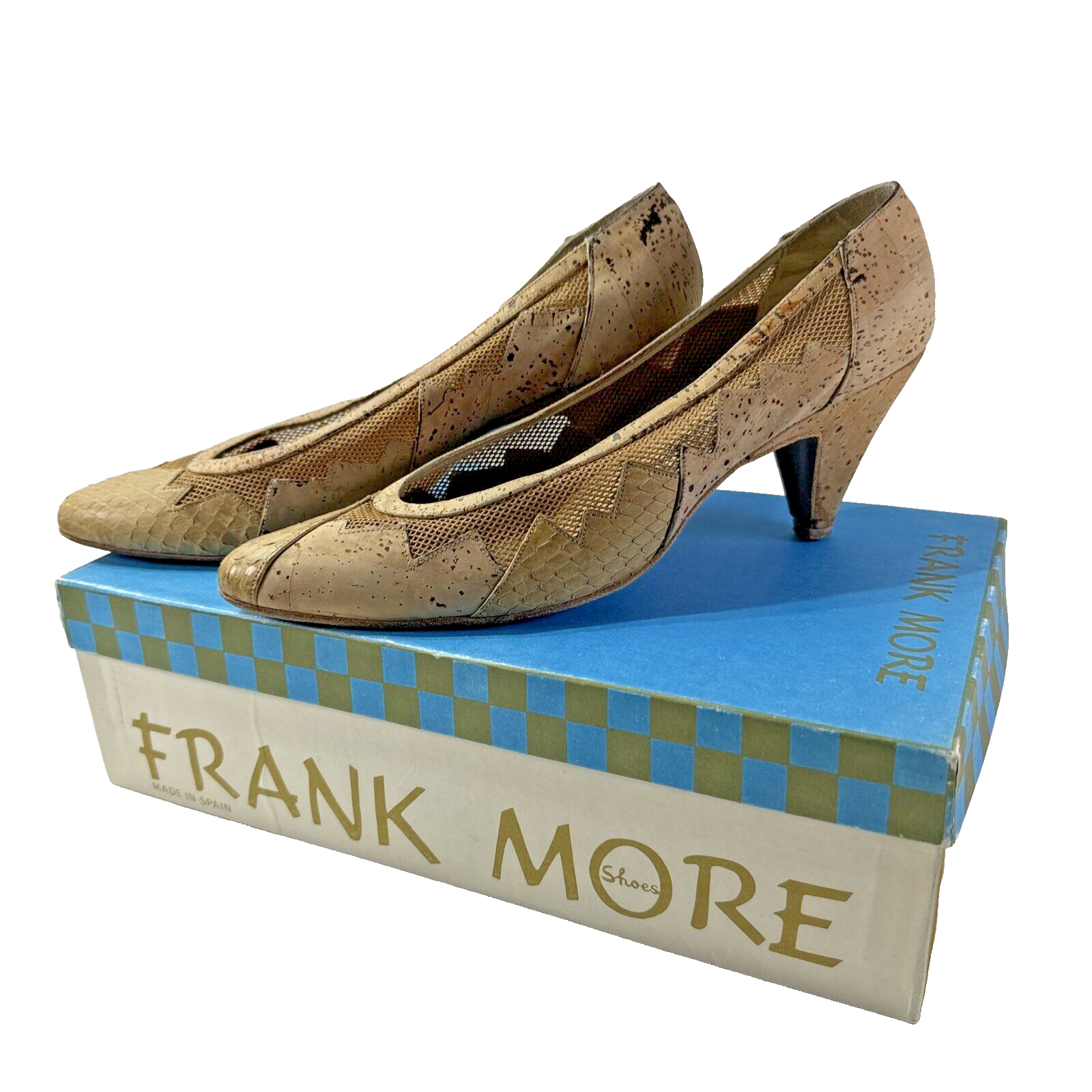 Vintage 1960's Frank More Woman's Shoes -Patchin Match- CORK