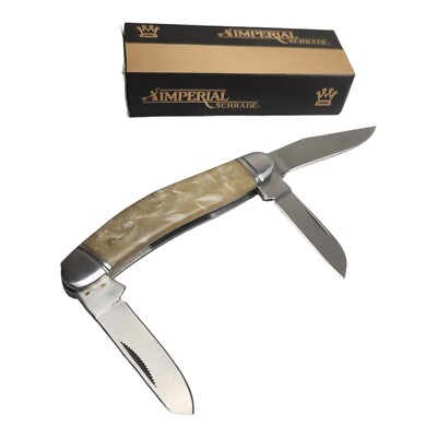 Imperial Schrade 3 Blade Sowbelly Cracked Ice. 3.75'' IMP25 New In Box