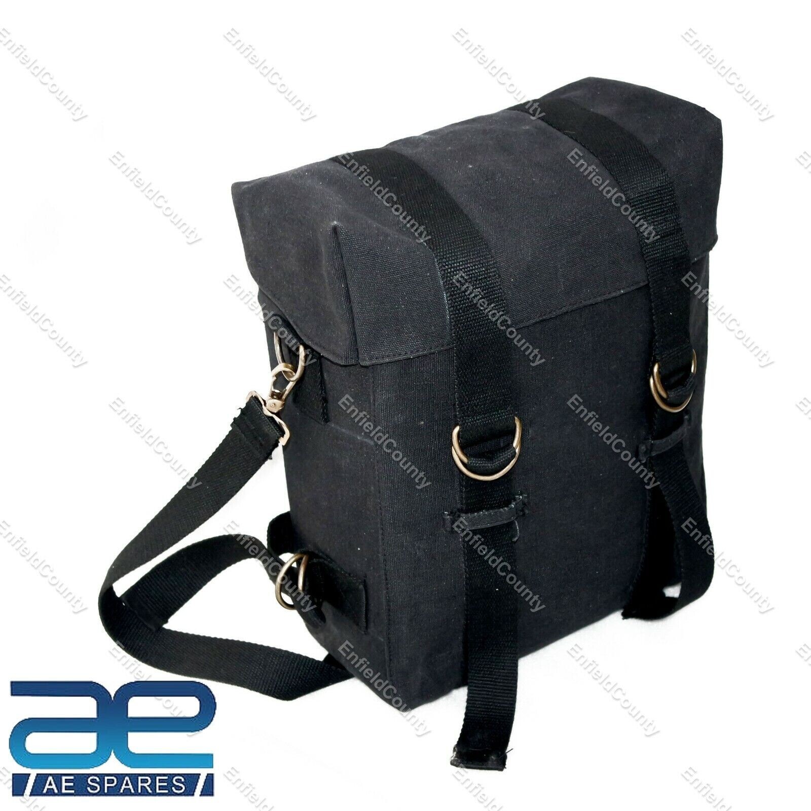 Pair Military Pannier Canvas Bag Black For Royal Enfield Classic 350 500CC 