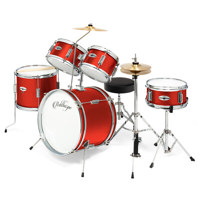 OPEN BOX - 5-Piece Junior Drum Set - Beginner Starter Kit - Red