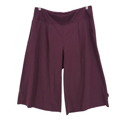 TITLE NINE Round Trip Wide Leg Cropped Pants Maroon Aubergine EUC Size LARGE