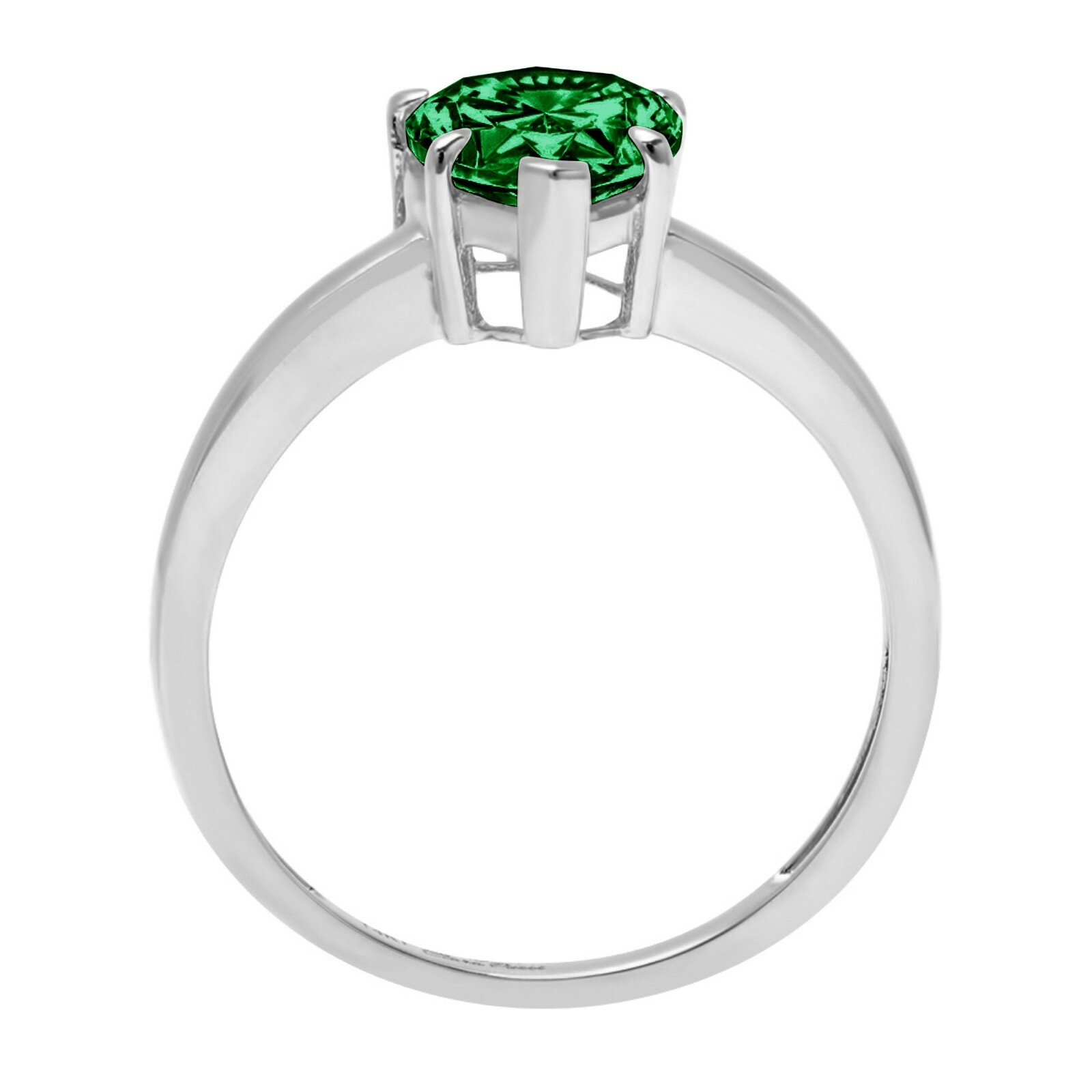 Pre-owned Pucci 1 Ct Pear Cut Simulated Emerald Stone Promise Designer Ring 14k White Solid Gold