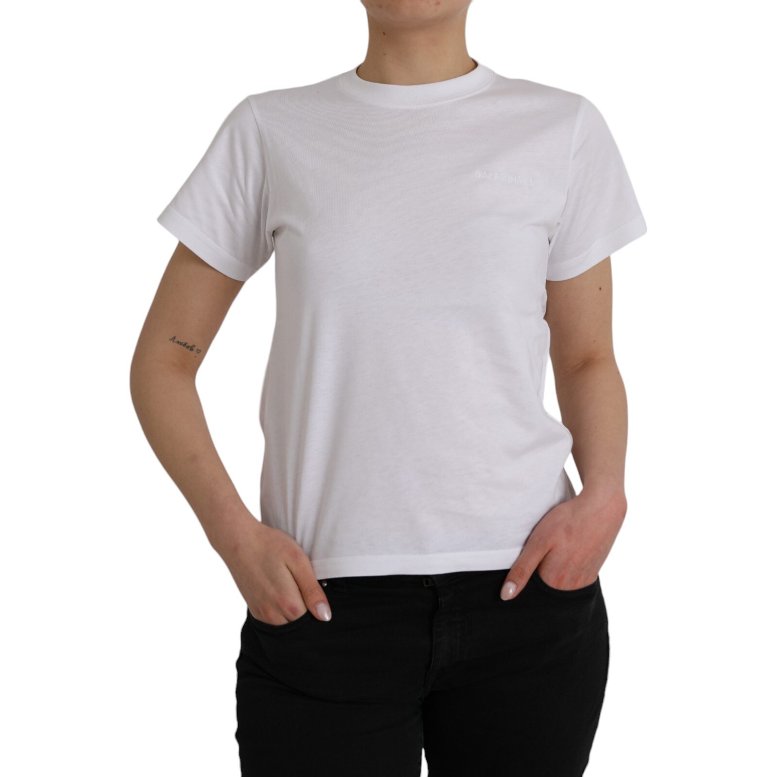 BALENCIAGA T-shirt White 100% Cotton Crew Neck Short Sleeves