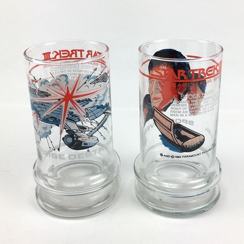 Taco Bell Star Trek 3 Vintage 1984 Promotional Drinking Glasses Spock Enterprise