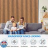 Taaizau 3D Slat Acoustic Wall Panels with Wood Finish Accent, 2 Pack Sound Absorbing Paneling for Studio, Office, Living Room, Bedroom Interior Decor (Natural Walnut, 48''L x 24''W)