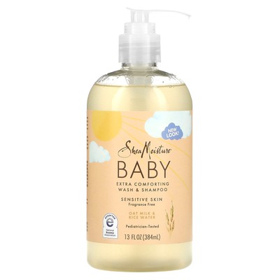 Baby Extra Comforting Wash & Shampoo, овсяное молоко и рисовая вода, без запаха, 13