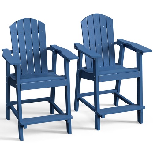 48.8 inch Tall Adirondack Chair Outdoor Bar Stools with Footrest Patio Lawn Seat