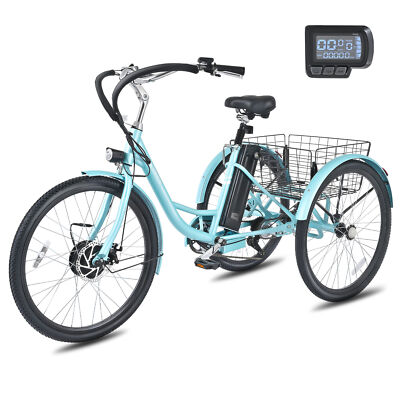VIRIBUS 350W 7 Speed 24"/26'' Electric Adult Tricycle Trike w/Motor Dual Chains