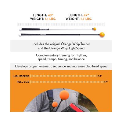 Orange Whip Distance Duo Patented & Made in USA- Lightspeed + Golf Swing Trai...