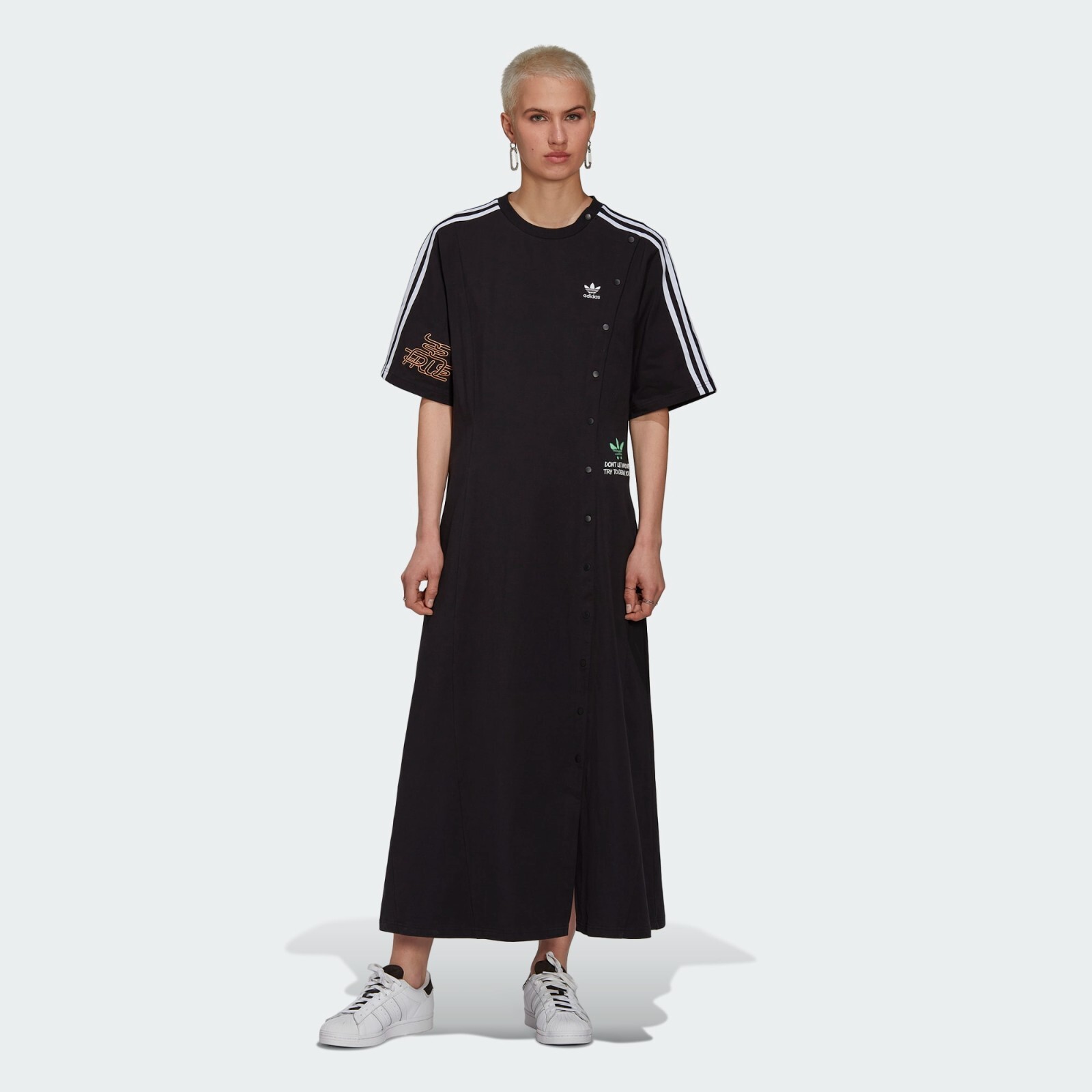 即完売品　未使用級　adidas originals EUROPA DRESS Adidas Originals Three-Stripe Black Maxi Dress | eBay