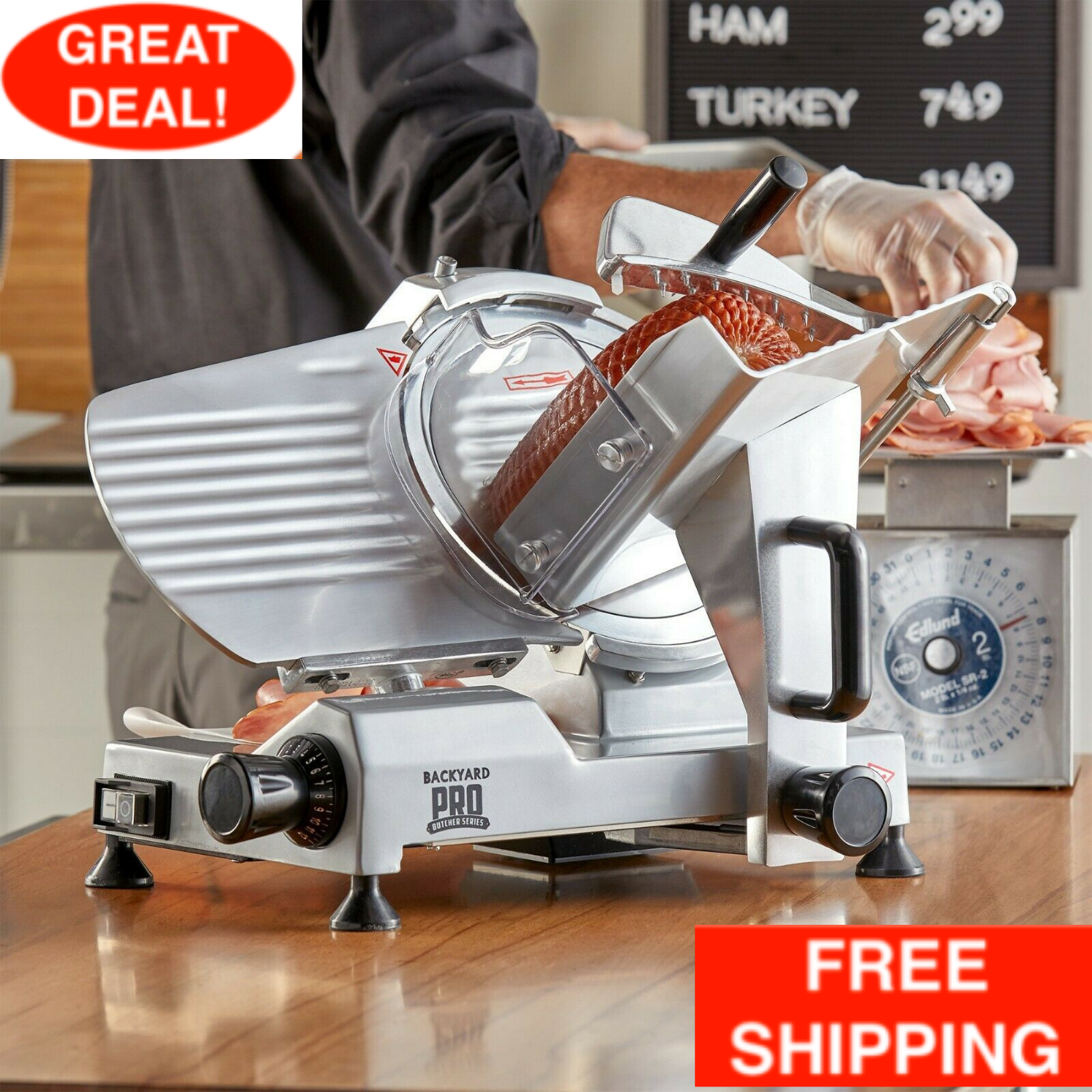 10" Manual Gravity Feed Meat Slicer Semi-Automatic Commercial Machine 1/5 HP