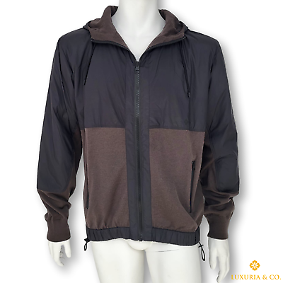 Louis Vuitton Black Brown Wool Polyester Hooded Jacket size XL