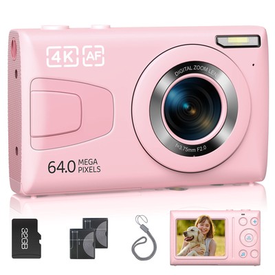 4K Auto Focus Vlogging Camera 64MP Digital Camera 18X Digital Zoom for Kid 32G