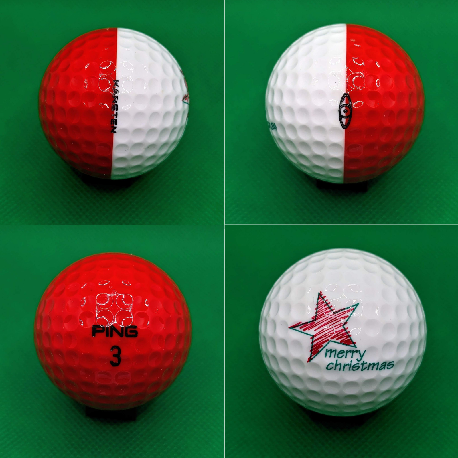 【未使用品】PING GOLFBALL merry Christmas MINT Red and White Merry Christmas Ping logo golf ball - Karsten