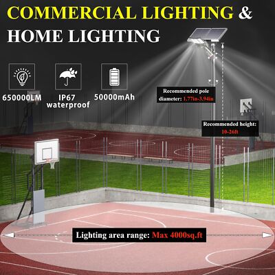 SL-7500W Solar Street Lights Outdoor, 650000LM Commercial Parking Lot Light D...