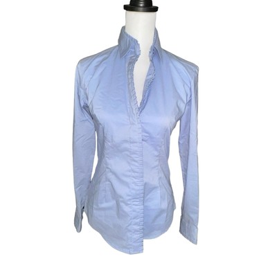 New York & Company Stretch Blue Buttondown Top XS