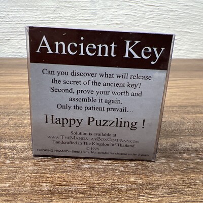 Wooden Ancient Key Puzzle Brain Teaser Mind Game 3D Mandalay Box Company