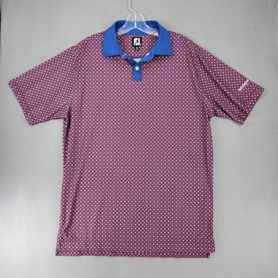 FootJoy Polo Shirt Men M Red Blue Geometric Print Blackmoor Go...