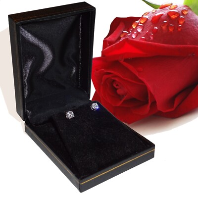 .90 Ct GRA MOISSANITE Round Cut Studs Earrings Solid 14K White Gold screwbk Gift