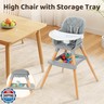 Ezebaby 6 in 1 High Chairs for Babies and Toddlers, Baby High Chair Convertible to Booster Seat and Toddler Chair, Wooden High Chair with Storage and Dishwasher Safe Tray