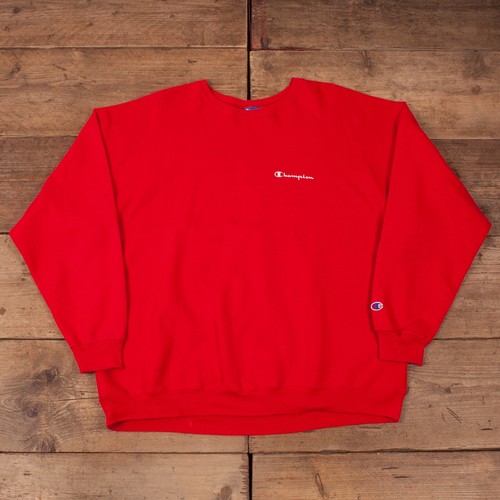 Mens Vintage Champion Red Crew Neck 