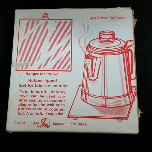 Ceramic Tile Christmas Trivets Vintage Jasco Boy Teddy Bear Girl Praying NIB