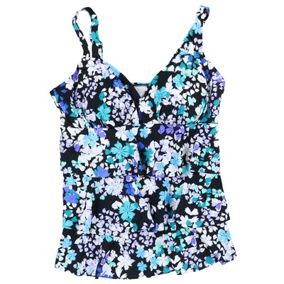 Swim Solutions Womens Tankini Swimsuit Top Slimming V-Neck Stretch Bathing Suit