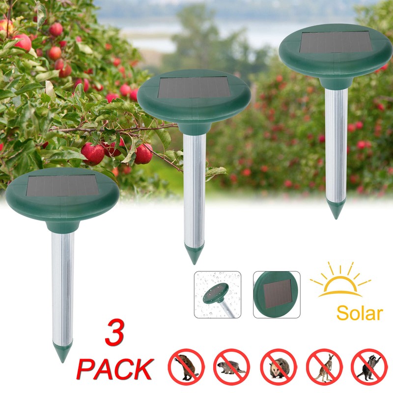 3 Stück XXL Maulwurfschreck Wühlmaus Maulwurf Solar Maulwurffalle für 650 qm