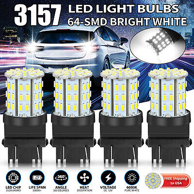 4X 3157 64SMD LED Reverse Tail Brake Stop Turn Signal DRL Light Bulb 6000K White