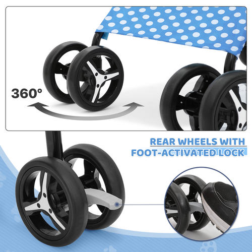4 Wheels Foldable Pet Stroller Breathable Dog Stroller w/Storage Basket&Skylight
