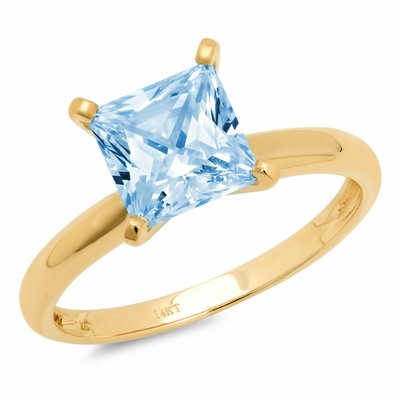 Pre-owned Pucci 1 Ct Princess Cut Swiss Topaz Wedding Bridal Promise Ring Solid 14k Yellow Gold In D