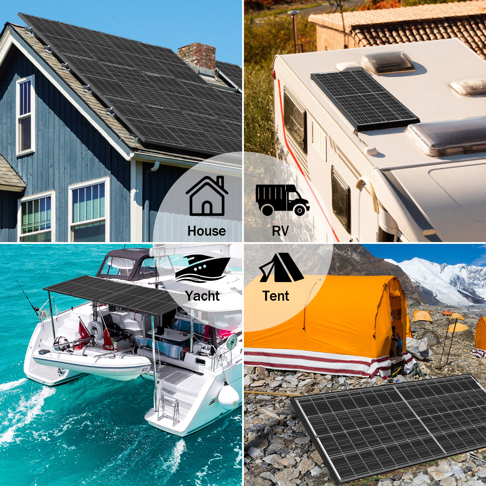 100 Watt Bifacial Solar Panel 12V Home PV Power Off-Grid RV Camper System Carava