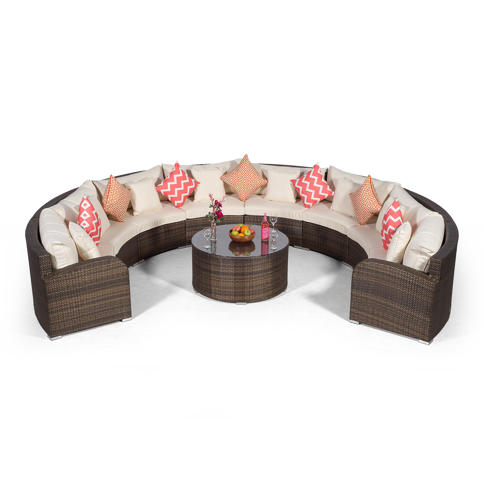 Riviera 8 Seat Rattan Garden Sofa Set + Coffee Table & Outdoor Covers