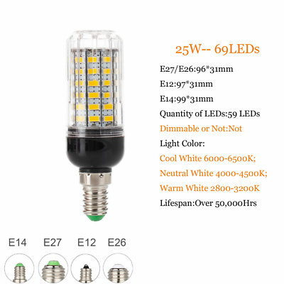 LED Corn Bulb E27 E14 E12 E26 B22 24 - 108LEDs Light Lamps 110V 220V DC 12V 24V