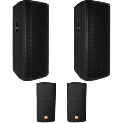 JBL PRX825W 15-inch Powered Speaker Pair with Covers Bundle